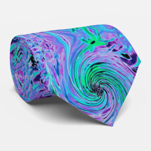 Cravate Tourbillon Floral Abstrait Lime Vert et Violet