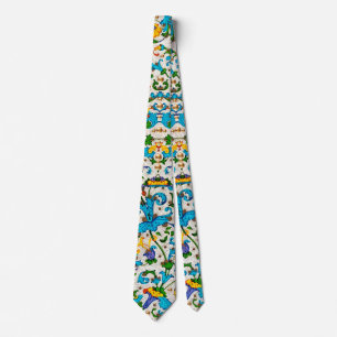 CRAVATE TOURBILLONS FLORAUX BLEUS DE LA RENAISSANCE FLOREN
