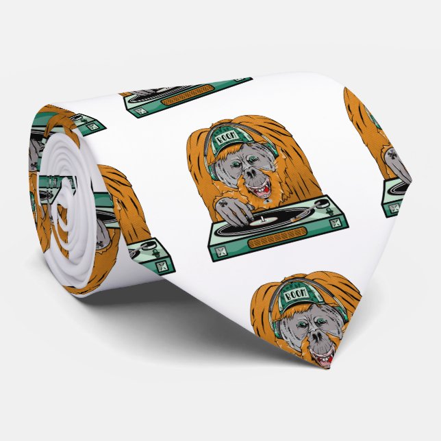 Cravate Tourne-disque d'Orangoutan (Roulé)