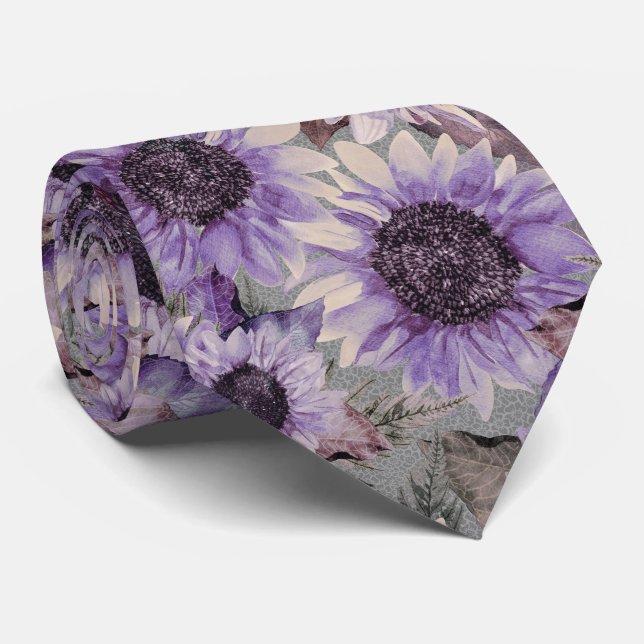 Cravate Tournesol Mauve (Roulé)