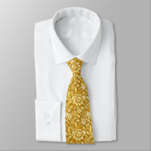 Cravate Tournesols de William Morris, jaune de moutarde/or
