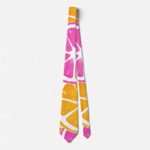 Cravate Tranches d'agrumes rose orange