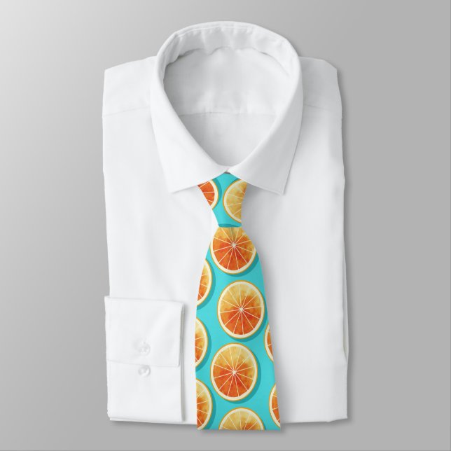 Cravate Tranches orange sur bleu (Attaché)