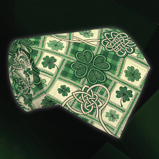 Cravate Trèfles de la Saint-Patrick et nœuds celtiques ent