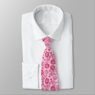 Cravate treillis floral motif de roses de thé sur rose