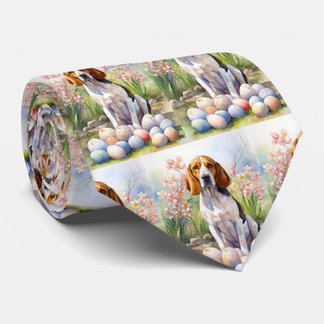 Cravate Trek Walker Coonhound avec les oeufs de Pâques vac (Roulé)