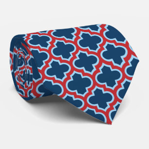 Cravate Trellis marocain bleu et rouge, treillis, Quatrefo