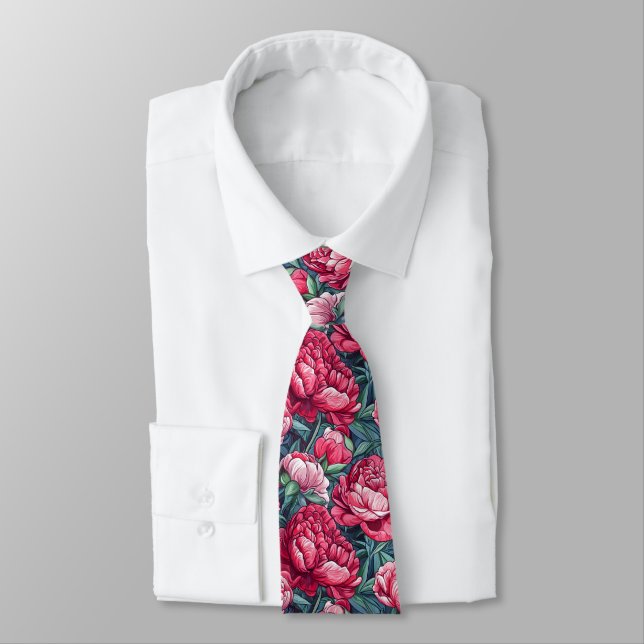 Cravate Trendy Christmas Gift For Dad Peonies (Attaché)
