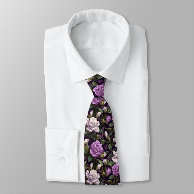 Cravate Trendy Groomsmen Gift Gardenias Flower (Attaché)