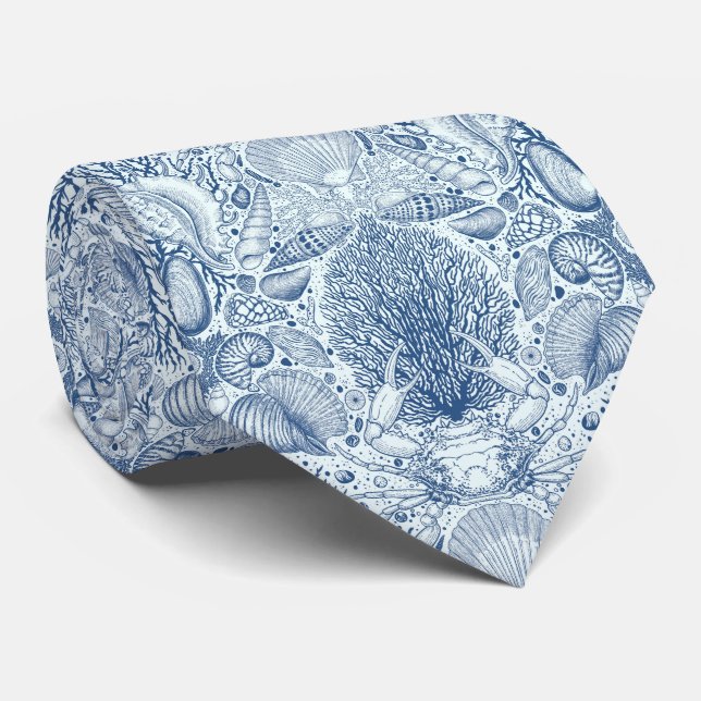 Cravate Trésors de plage en bleu (Roulé)