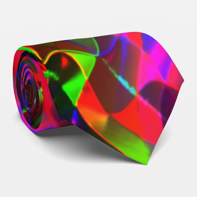 Cravate Triangles courbes colorés ou ondulations colorées. (Roulé)