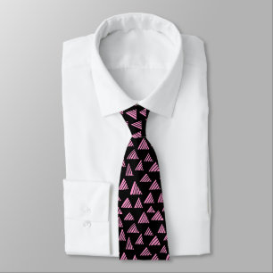 Cravate Triangles éclos 250319 - Rose sur noir