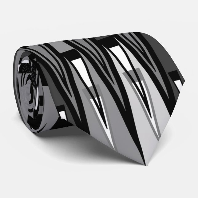 Cravate Triangles Gray Et Noir, (Roulé)