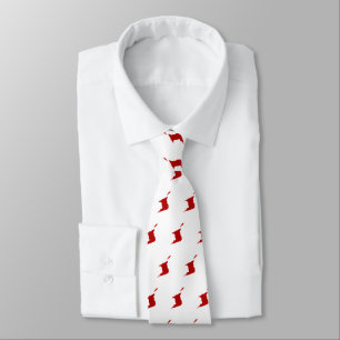 Cravate Trinidad & Tobago Carte ROUGE sur fond BLANC