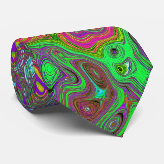 Cravate Trippy Hot rose Abstrait Retro Liquid Swirl (Roulé)