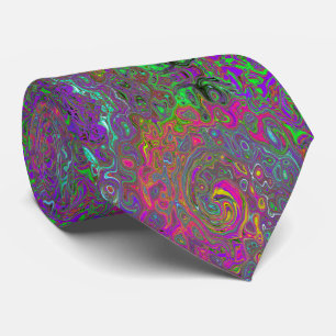 Cravate Trippy Hot rose Abstrait Retro Liquid Swirl