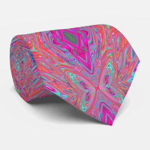 Cravate Trippy rose, Aqua et Magenta papillon Abstrait