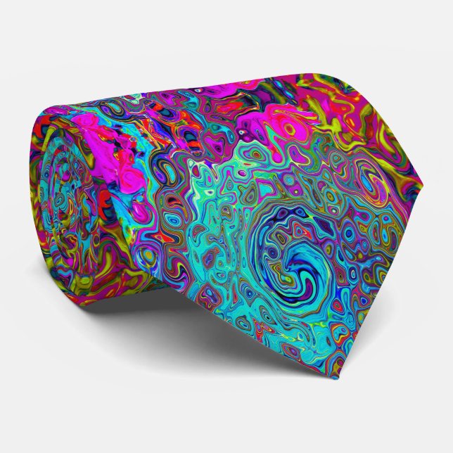 Cravate Trippy Sky Blue Abstrait Retro Liquid Swirl (Roulé)