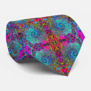 Cravate Trippy Sky Blue Abstrait Retro Liquid Swirl