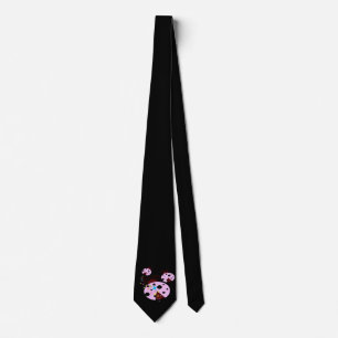 Cravate Trois roses et coccinelle noire avec des étoiles