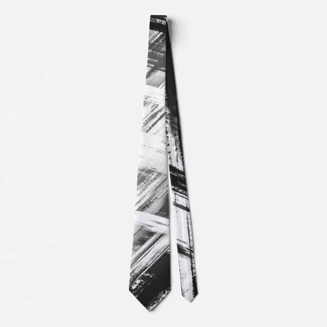 Cravate Trucs de peinture noir et blanc Ombre (Devant)