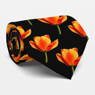 Cravate Tulipes tordues jaunes et rouges