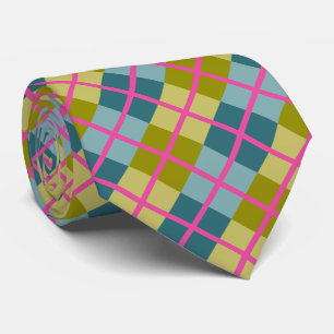 Cravate Turquoise bleu or jaune Magenta Motif