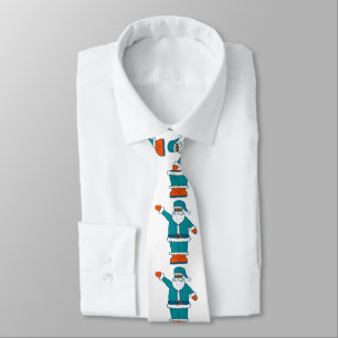 Cravate turquoise bleu orange noël noir santa claus