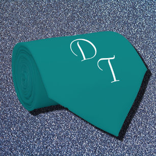 Cravate turquoise solide - vos monogrammes