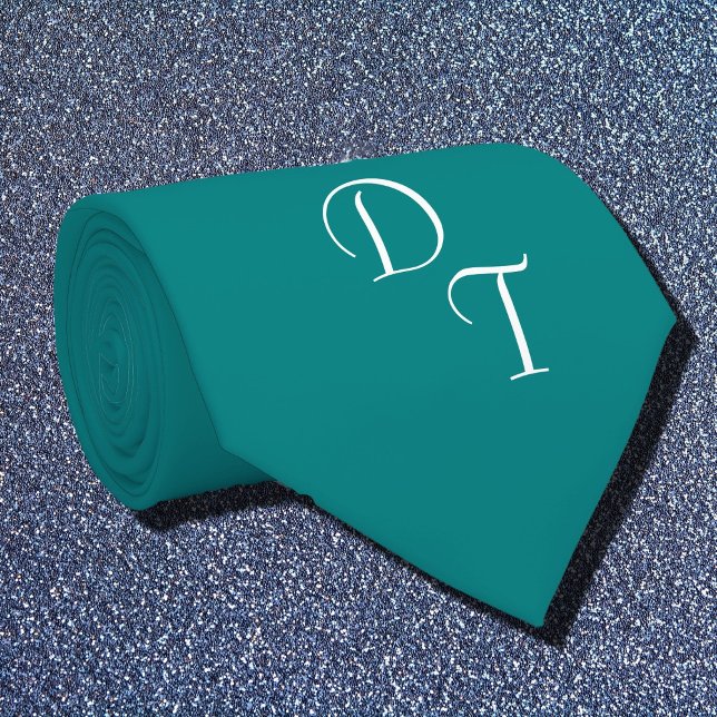 Cravate turquoise solide - vos monogrammes (Créateur téléchargé)