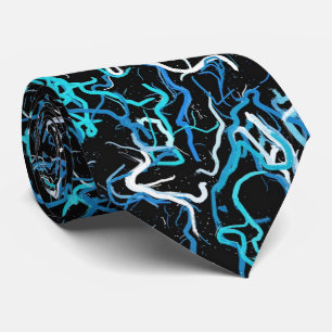 Cravate Turquoise, Turquoise et noir Abstrait