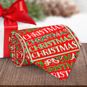 Cravate Typographie de Noël Rouge Vert Rétro