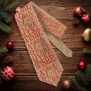 Cravate Typographie Kraft Warm Wishes Rouge ID589