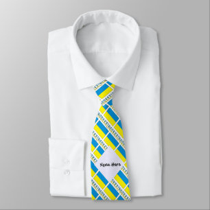 Cravate Ukraine et drapeau ukrainien carrelés avec votre n