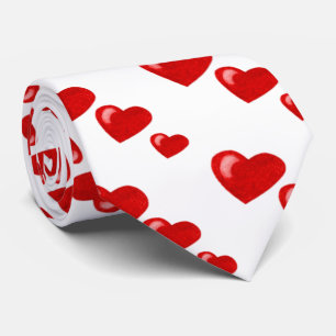 Cravate Un bon nombre d'amour (motif de coeur) (rouge)