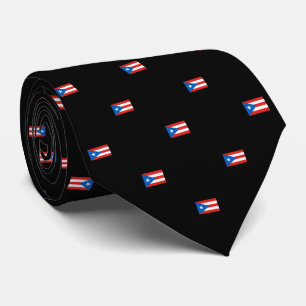 Cravate Un drapeau portoricain noir à motifs