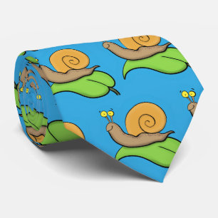 Cravate Un mignon escargot heureux sur une illustration d'