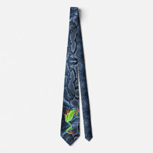Cravate Une citronnelle bleue et une grenouille verte sur 