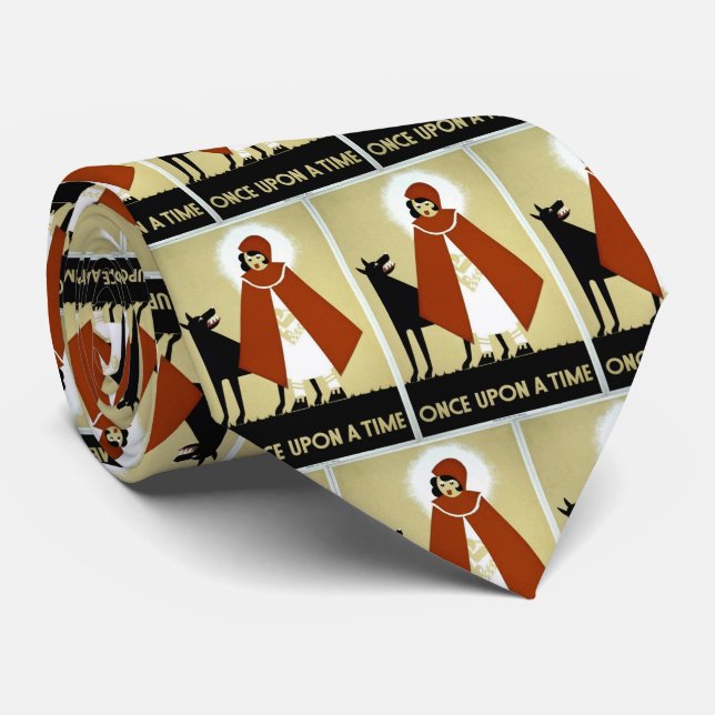 Cravate Une fois sur une affiche, chaperon rouge et loup (Roulé)