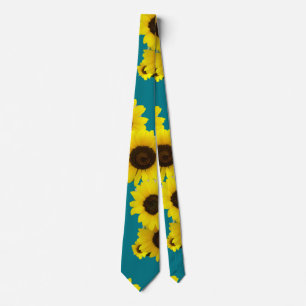 Cravate Une photo de la grappe de tournesol en Turquoise
