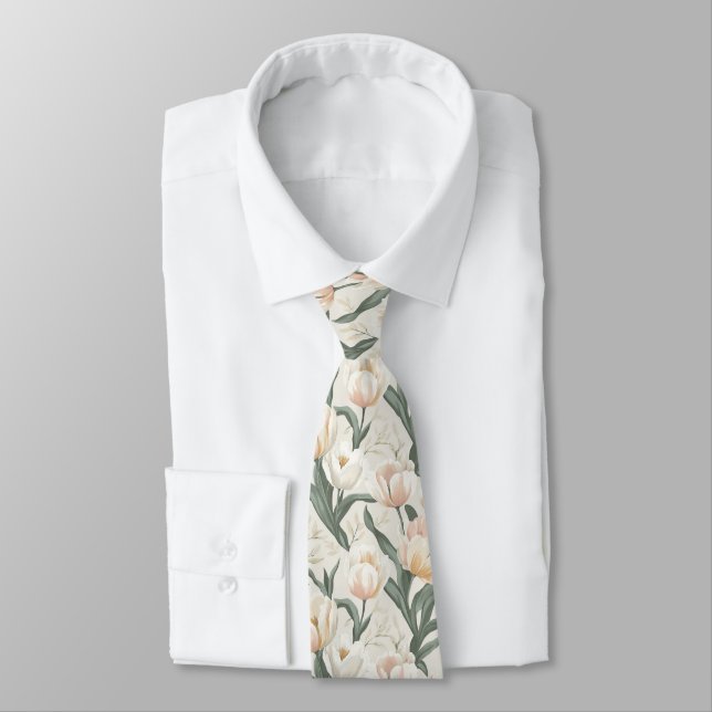 Cravate Unique Christmas Gift For Dad Tulip Floral (Attaché)