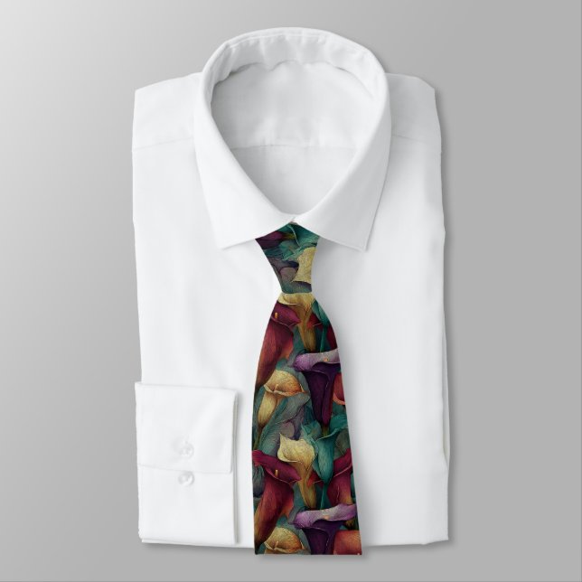 Cravate Unique Gift  For Boyfriend Calla Lilies Flower (Attaché)