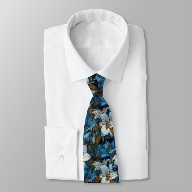 Cravate Unique Mens Fashion Lilies Flower (Attaché)