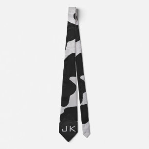 Cravate Vache à monogramme noire et blanche