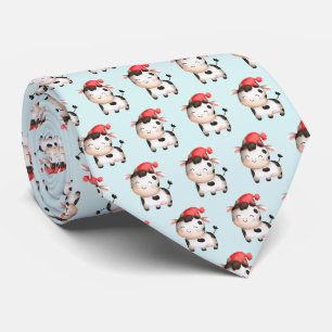Cravate Vache heureuse dans un joli chapeau rouge