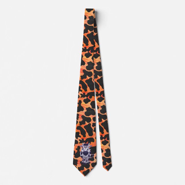Cravate Vache Noir et Orange Wild Me (Devant)