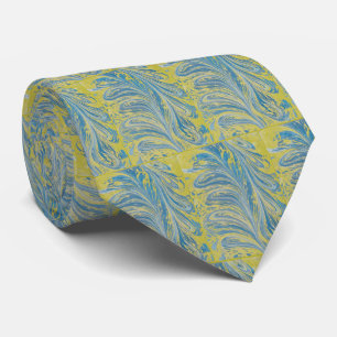 Cravate Vague Abstraite Bleue Et Or