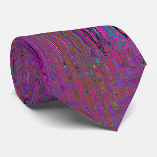 Cravate Vagues Atomiques Rétro Magenta Groovy Psychédéliqu