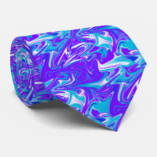 Cravate Vagues célestes : Le marbre bleu blanc et violet
