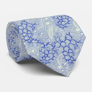 Cravate Vagues de l'océan bleu et motif de coquillages